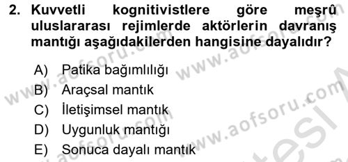 Uluslararası İlişkiler Kuramları 2 Dersi 2021 - 2022 Yılı Yaz Okulu Sınav Soruları 2. Soru