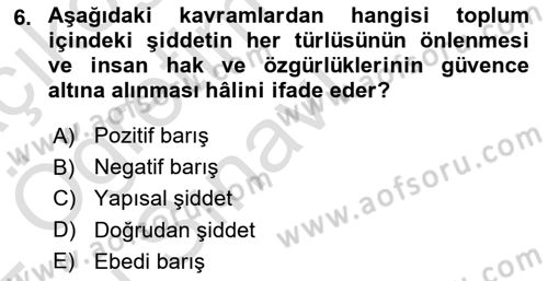Uluslararası İlişkiler Kuramları 2 Dersi 2021 - 2022 Yılı Yaz Okulu Sınav Soruları 6. Soru