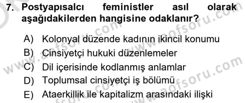 Uluslararası İlişkiler Kuramları 2 Dersi 2021 - 2022 Yılı Yaz Okulu Sınav Soruları 7. Soru