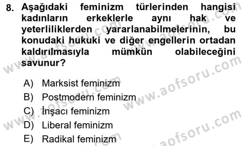 Uluslararası İlişkiler Kuramları 2 Dersi 2021 - 2022 Yılı Yaz Okulu Sınav Soruları 8. Soru
