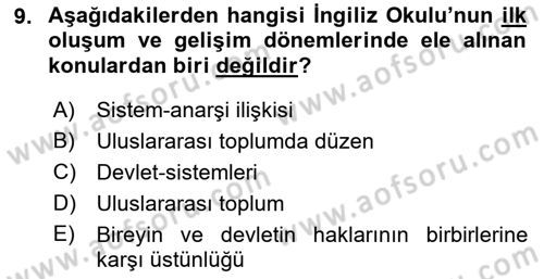 Uluslararası İlişkiler Kuramları 2 Dersi 2021 - 2022 Yılı Yaz Okulu Sınav Soruları 9. Soru