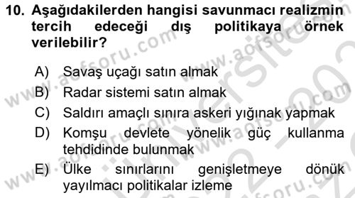 Uluslararası İlişkiler Kuramları 2 Dersi 2022 - 2023 Yılı Yaz Okulu Sınav Soruları 10. Soru