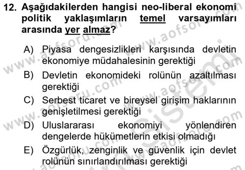 Uluslararası İlişkiler Kuramları 2 Dersi 2022 - 2023 Yılı Yaz Okulu Sınav Soruları 12. Soru