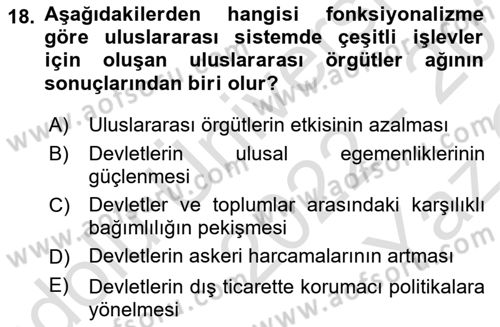 Uluslararası İlişkiler Kuramları 2 Dersi 2022 - 2023 Yılı Yaz Okulu Sınav Soruları 18. Soru