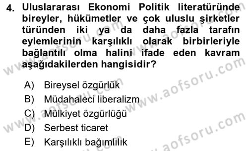 Uluslararası İlişkiler Kuramları 2 Dersi 2022 - 2023 Yılı Yaz Okulu Sınav Soruları 4. Soru