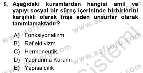 Uluslararası İlişkiler Kuramları 2 Dersi 2022 - 2023 Yılı Yaz Okulu Sınav Soruları 5. Soru