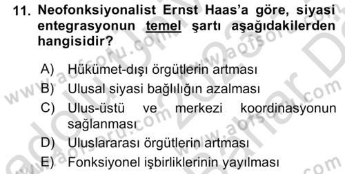 Uluslararası İlişkiler Kuramları 2 Dersi 2023 - 2024 Yılı (Vize) Ara Sınav Soruları 11. Soru