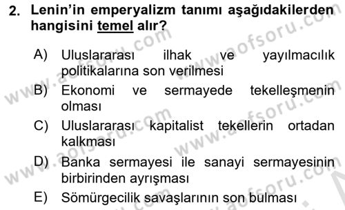 Uluslararası İlişkiler Kuramları 2 Dersi 2023 - 2024 Yılı (Final) Dönem Sonu Sınav Soruları 2. Soru