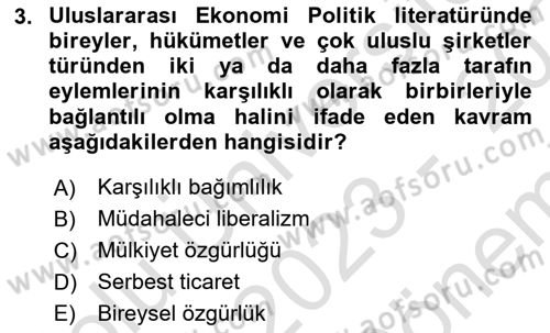 Uluslararası İlişkiler Kuramları 2 Dersi 2023 - 2024 Yılı (Final) Dönem Sonu Sınav Soruları 3. Soru