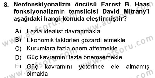 Uluslararası İlişkiler Kuramları 2 Dersi 2023 - 2024 Yılı (Final) Dönem Sonu Sınav Soruları 8. Soru
