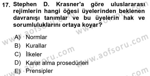 Uluslararası İlişkiler Kuramları 2 Dersi 2023 - 2024 Yılı Yaz Okulu Sınav Soruları 17. Soru