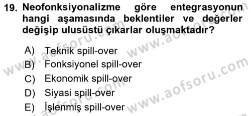 Uluslararası İlişkiler Kuramları 2 Dersi 2023 - 2024 Yılı Yaz Okulu Sınav Soruları 19. Soru