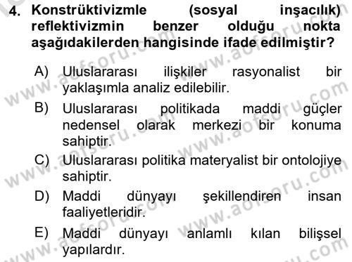 Uluslararası İlişkiler Kuramları 2 Dersi 2023 - 2024 Yılı Yaz Okulu Sınav Soruları 4. Soru