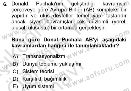 Uluslararası İlişkiler Kuramları 2 Dersi 2023 - 2024 Yılı Yaz Okulu Sınav Soruları 6. Soru