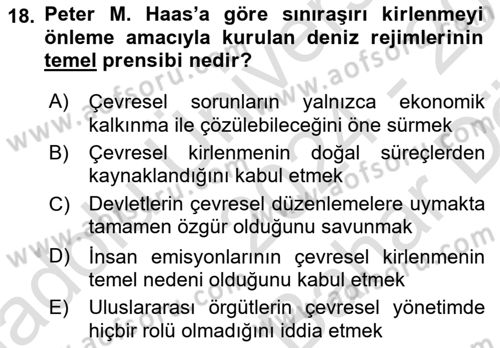 Uluslararası İlişkiler Kuramları 2 Dersi 2024 - 2025 Yılı (Vize) Ara Sınav Soruları 18. Soru