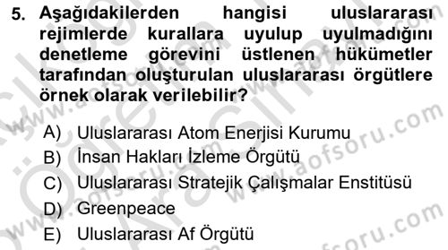 Uluslararası İlişkiler Kuramları 2 Dersi 2024 - 2025 Yılı (Vize) Ara Sınav Soruları 5. Soru