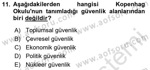 Uluslararası İlişkiler Kuramları 2 Dersi 2024 - 2025 Yılı (Final) Dönem Sonu Sınav Soruları 11. Soru