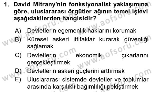 Uluslararası İlişkiler Kuramları 2 Dersi 2024 - 2025 Yılı Yaz Okulu Sınav Soruları 1. Soru
