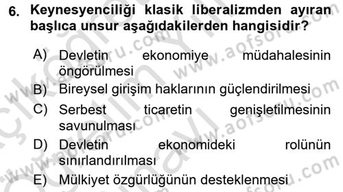 Uluslararası İlişkiler Kuramları 2 Dersi 2024 - 2025 Yılı Yaz Okulu Sınav Soruları 6. Soru