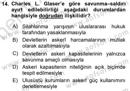 Uluslararası İlişkiler Kuramları 2 Dersi 2025 - 2026 Yılı (Vize) Ara Sınav Soruları 14. Soru