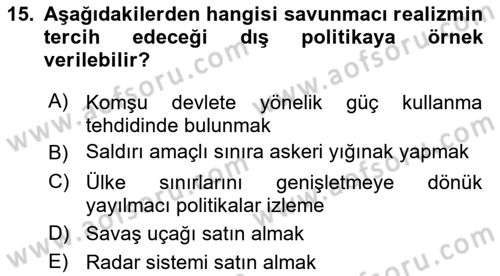 Uluslararası İlişkiler Kuramları 2 Dersi 2025 - 2026 Yılı (Vize) Ara Sınav Soruları 15. Soru