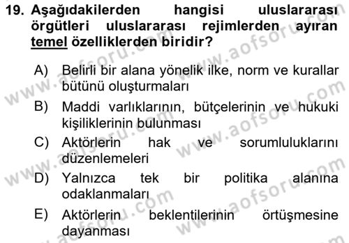 Uluslararası İlişkiler Kuramları 2 Dersi 2025 - 2026 Yılı (Vize) Ara Sınav Soruları 19. Soru