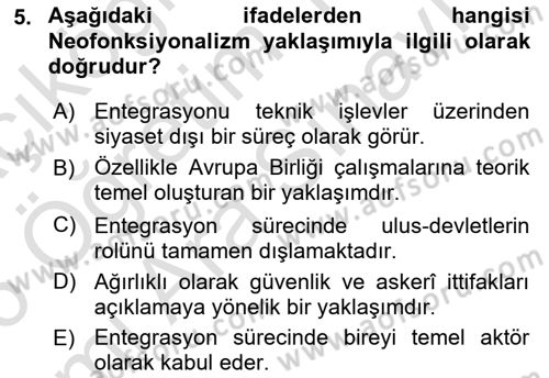 Uluslararası İlişkiler Kuramları 2 Dersi 2025 - 2026 Yılı (Vize) Ara Sınav Soruları 5. Soru