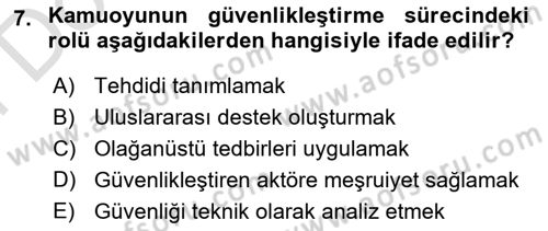 Uluslararası İlişkiler Kuramları 2 Dersi 2025 - 2026 Yılı (Final) Dönem Sonu Sınav Soruları 7. Soru
