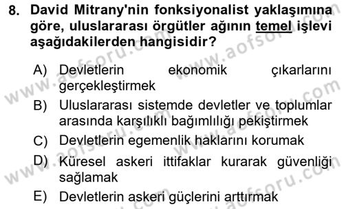 Uluslararası İlişkiler Kuramları 2 Dersi 2025 - 2026 Yılı (Final) Dönem Sonu Sınav Soruları 8. Soru