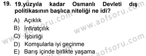 Diplomasi Tarihi Dersi 2012 - 2013 Yılı (Vize) Ara Sınav Soruları 19. Soru