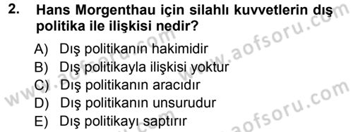 Diplomasi Tarihi Dersi Ara Sınavı Deneme Sınav Soruları 2. Soru