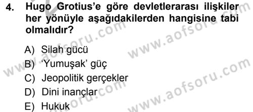 Diplomasi Tarihi Dersi 2012 - 2013 Yılı (Vize) Ara Sınav Soruları 4. Soru