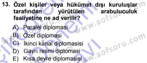 Diplomasi Tarihi Dersi 2012 - 2013 Yılı (Final) Dönem Sonu Sınavı 13. Soru