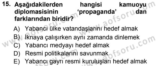 Diplomasi Tarihi Dersi 2012 - 2013 Yılı (Final) Dönem Sonu Sınav Soruları 15. Soru