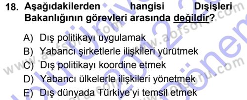 Diplomasi Tarihi Dersi 2012 - 2013 Yılı (Final) Dönem Sonu Sınav Soruları 18. Soru