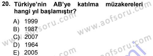 Diplomasi Tarihi Dersi 2012 - 2013 Yılı (Final) Dönem Sonu Sınav Soruları 20. Soru