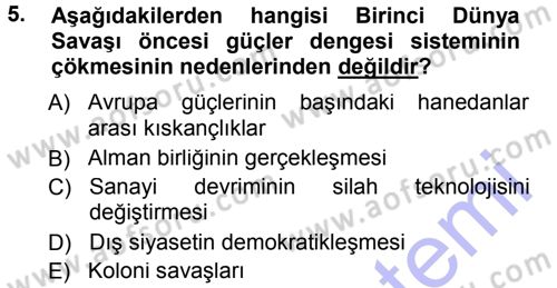 Diplomasi Tarihi Dersi 2012 - 2013 Yılı (Final) Dönem Sonu Sınav Soruları 5. Soru
