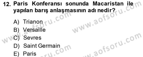 Diplomasi Tarihi Dersi 2013 - 2014 Yılı (Vize) Ara Sınavı 12. Soru