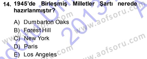 Diplomasi Tarihi Dersi Ara Sınavı Deneme Sınav Soruları 14. Soru