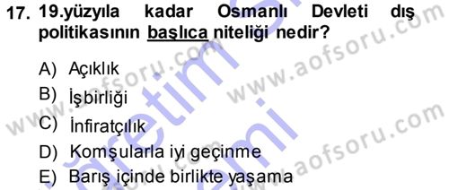 Diplomasi Tarihi Dersi 2013 - 2014 Yılı (Vize) Ara Sınav Soruları 17. Soru