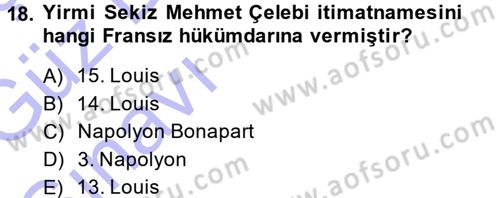 Diplomasi Tarihi Dersi Ara Sınavı Deneme Sınav Soruları 18. Soru