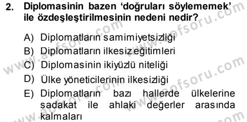 Diplomasi Tarihi Dersi 2013 - 2014 Yılı (Vize) Ara Sınav Soruları 2. Soru