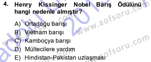 Diplomasi Tarihi Dersi Ara Sınavı Deneme Sınav Soruları 4. Soru