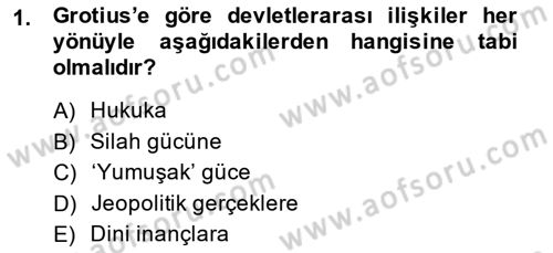 Diplomasi Tarihi Dersi 2013 - 2014 Yılı (Final) Dönem Sonu Sınav Soruları 1. Soru