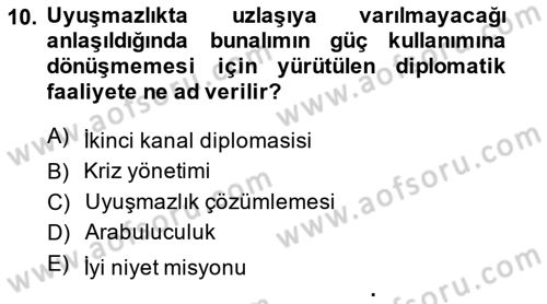 Diplomasi Tarihi Dersi 2013 - 2014 Yılı (Final) Dönem Sonu Sınav Soruları 10. Soru