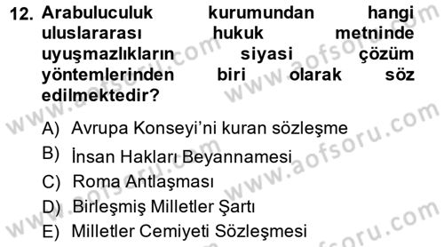 Diplomasi Tarihi Dersi 2013 - 2014 Yılı (Final) Dönem Sonu Sınav Soruları 12. Soru