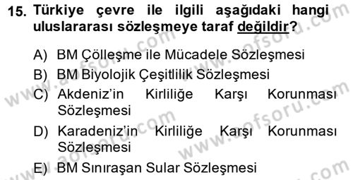 Diplomasi Tarihi Dersi 2013 - 2014 Yılı (Final) Dönem Sonu Sınav Soruları 15. Soru