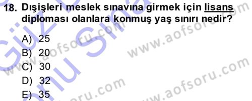 Diplomasi Tarihi Dersi 2013 - 2014 Yılı (Final) Dönem Sonu Sınav Soruları 18. Soru