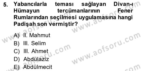 Diplomasi Tarihi Dersi 2013 - 2014 Yılı (Final) Dönem Sonu Sınav Soruları 5. Soru