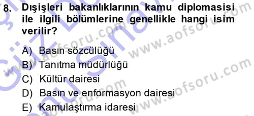 Diplomasi Tarihi Dersi 2013 - 2014 Yılı (Final) Dönem Sonu Sınav Soruları 8. Soru